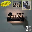 (Solar + LED) Modern 3D House Number & Address Sign Plate Board Sheet Plaque Waterproofing Black White 门牌 Tanda Rumah view 3