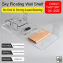 Acrylic Wall Shelf No-Drill (Clear) view 2