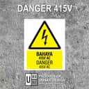 Danger 415V AC Warning Sign (Bahaya 415V AC) | High Voltage Electric Shock Signage — 1.5mm PVC HIPS view 2