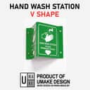 Hand Wash Station (Stesen Membasuh Tangan) Projecting Sign | L-Shape / V-Shape Acrylic Safe Condition Signage view 2