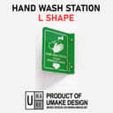 Hand Wash Station (Stesen Membasuh Tangan) Projecting Sign | L-Shape / V-Shape Acrylic Safe Condition Signage view 3