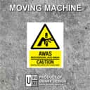 Moving Machinery Warning Sign (Awas Mesin Bergerak) | Caution Keep Hands Away Signage — 1.5mm PVC HIPS view 2