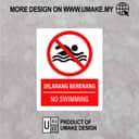 No Swimming Sign (Dilarang Berenang) | Prohibition Signage — 1.5mm PVC HIPS view 2