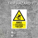 Trip Hazard Caution Sign (Awas Risiko Tersadung) | Caution Hazard Signage — 1.5mm PVC HIPS view 2