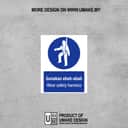 Wear Safety Harness Mandatory Sign (Gunakan Abah-Abah) | PPE Fall Protection Signage — 1.5mm PVC HIPS view 2