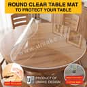 Round Transparent PVC Table Mat | 2mm Thick Table Protector Cover (Alas Meja Bulat) view 2