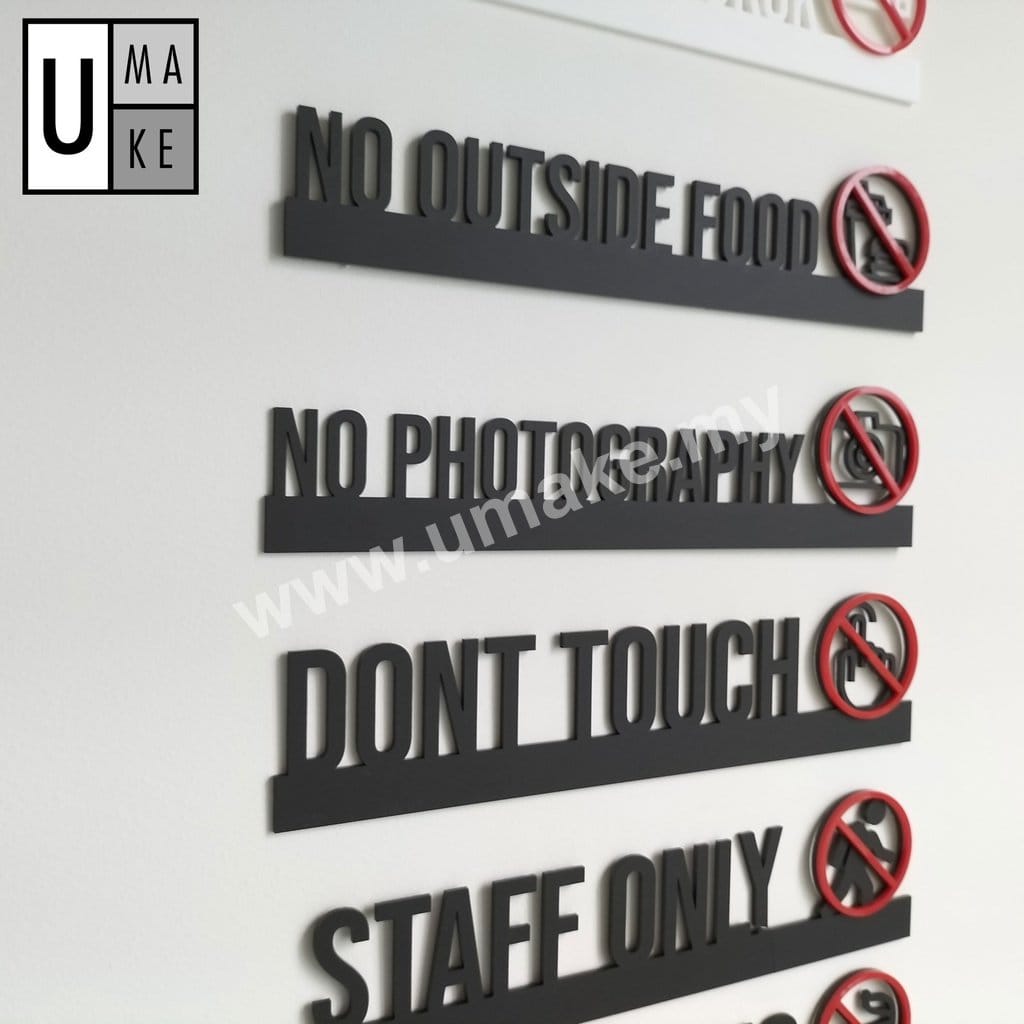 Modern Acrylic Notice Sign (No Smoking / Staff Only)