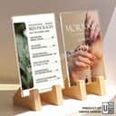 Rubberwood & Acrylic Menu / Poster Standee | 2-in-1 Cafe Display Stand view 2