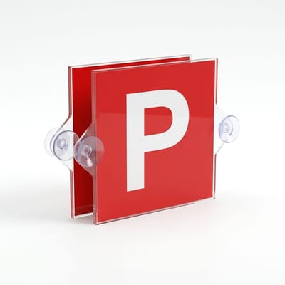 Acrylic P License Sign with Suction Cup (2pcs)