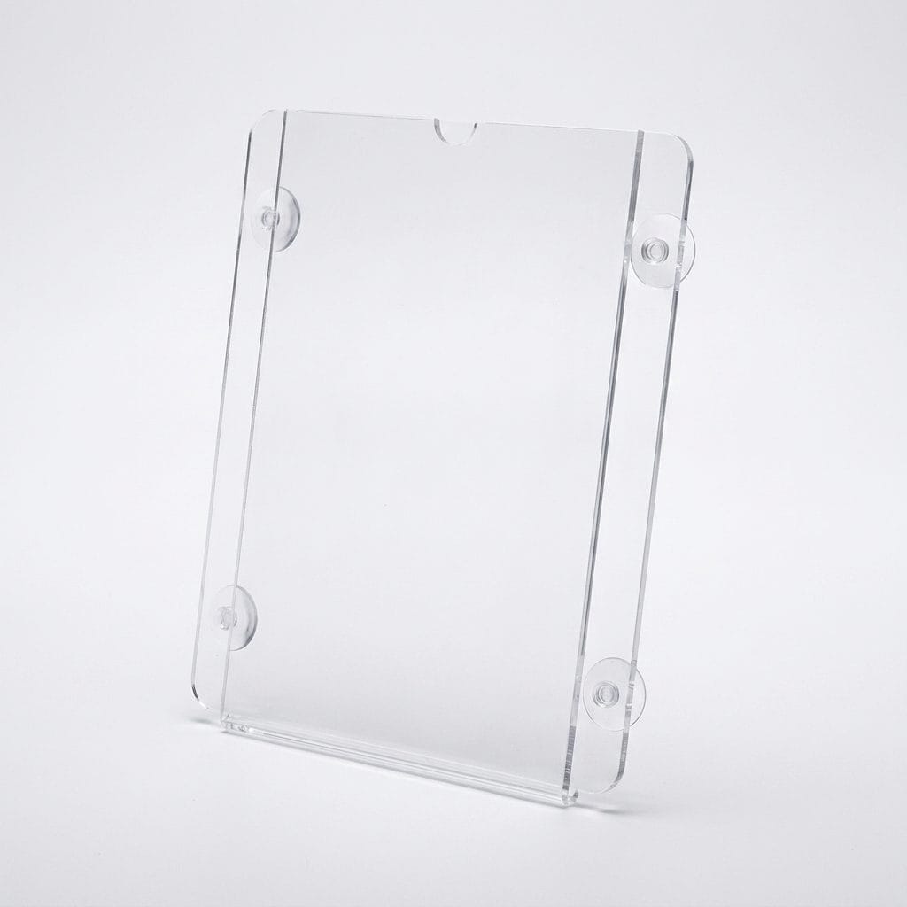 Acrylic Window Sign Holder with 4 Suction Cups | Clear Glass Display Frame (A4 A5 A6)