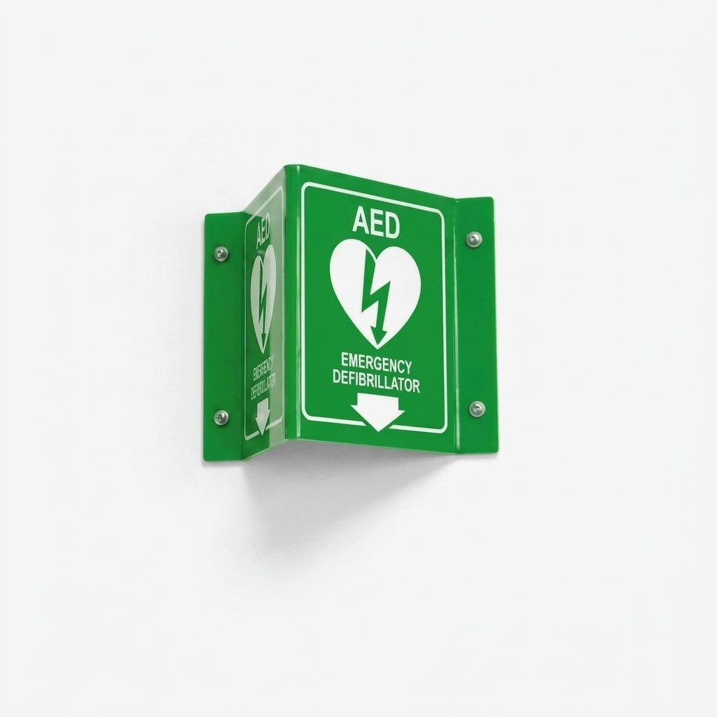 AED Emergency Defibrillator Projecting Sign | L-Shape / V-Shape Acrylic Safe Condition Signage