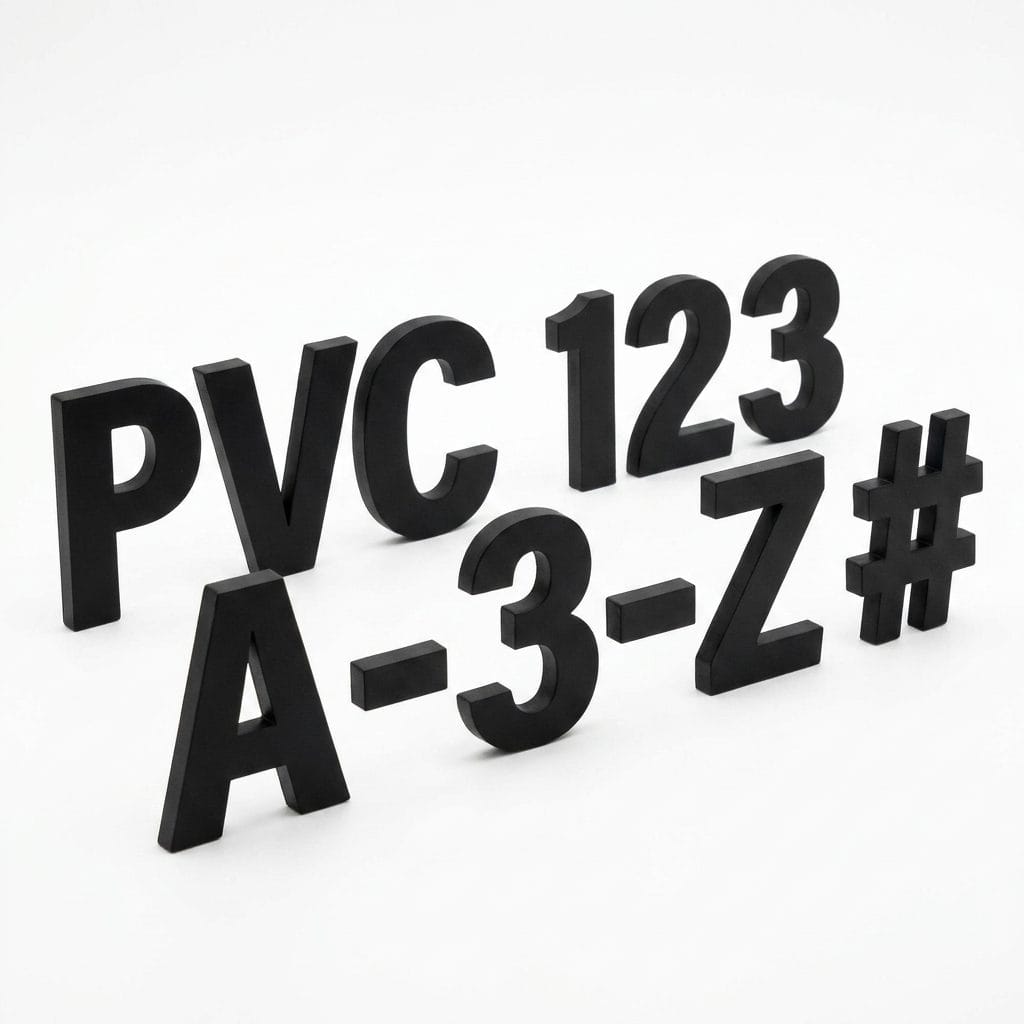 Black PVC 3D Letters (A-Z, 0-9)
