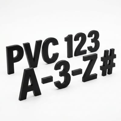 Black PVC 3D Letters (A-Z, 0-9)