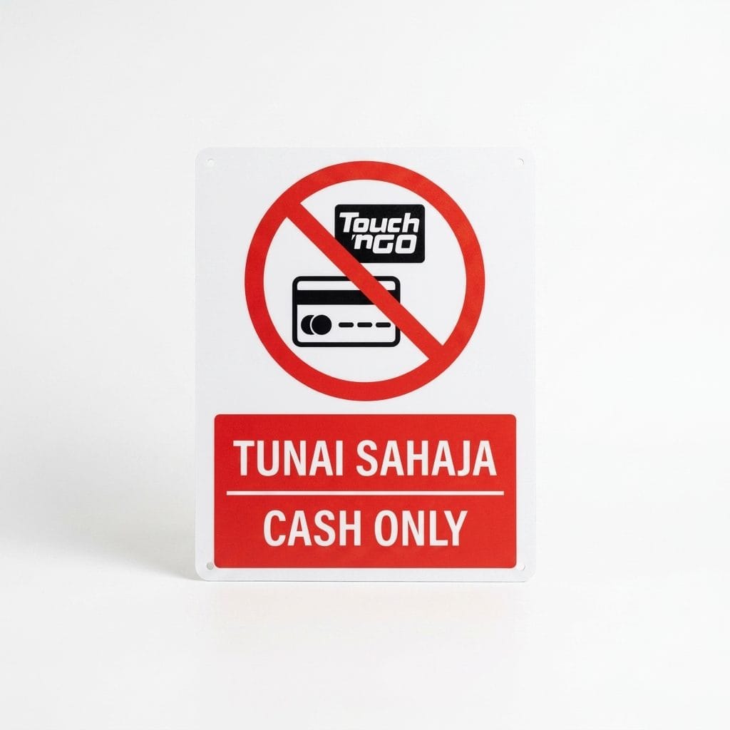 Cash Only Sign (Tunai Sahaja) | No E-Wallet / Card Prohibition Signage — 1.5mm PVC HIPS