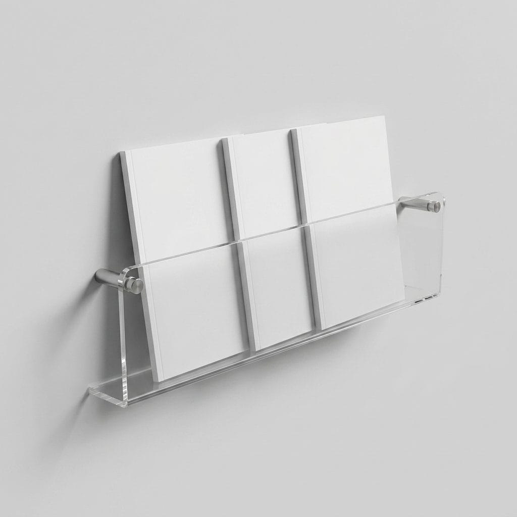 Clear Acrylic Wall Shelf | Wall-Mounted Floating Magazine Rack & Bookshelf Display Organizer