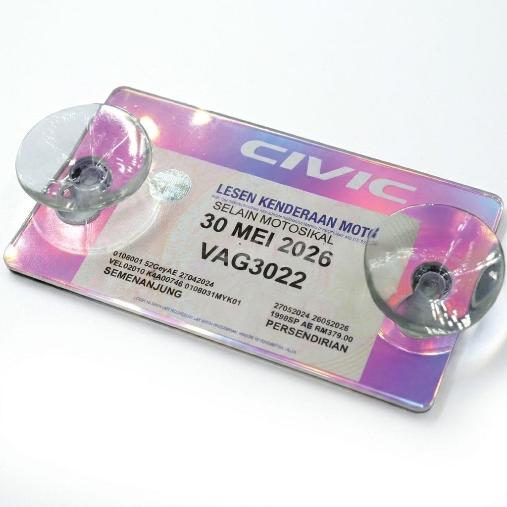 Colour-Changing Acrylic Road Tax Holder