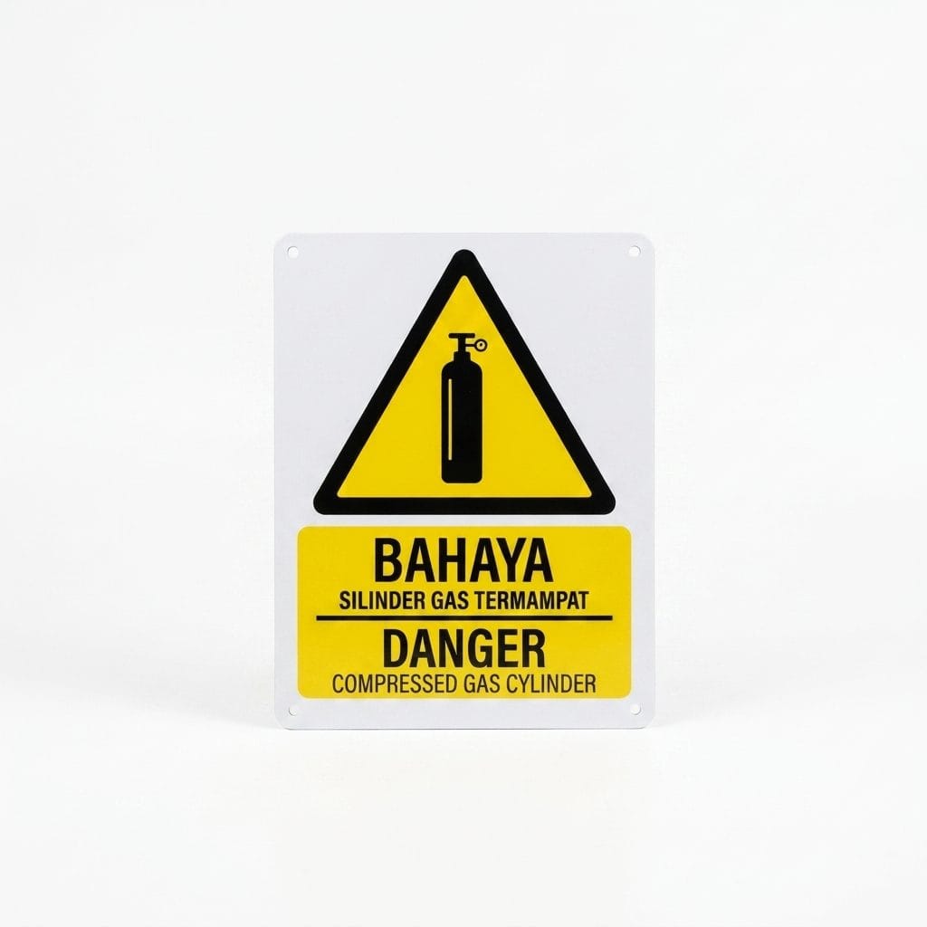 Compressed Gas Cylinder Warning Sign (Bahaya Silinder Gas Termampat) | Danger Gas Hazard Signage — 1.5mm PVC HIPS