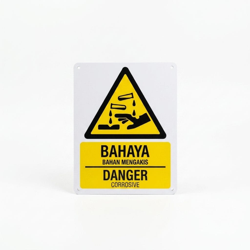 Corrosive Danger Sign (Bahaya Bahan Mengakis) | Corrosive Chemical Warning — 1.5mm PVC HIPS