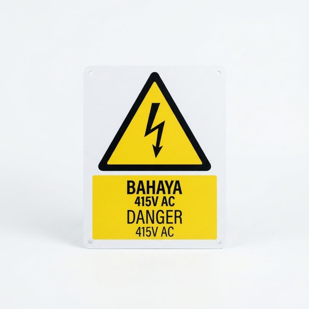 Danger 415V AC Warning Sign (Bahaya 415V AC) | High Voltage Electric Shock Signage — 1.5mm PVC HIPS
