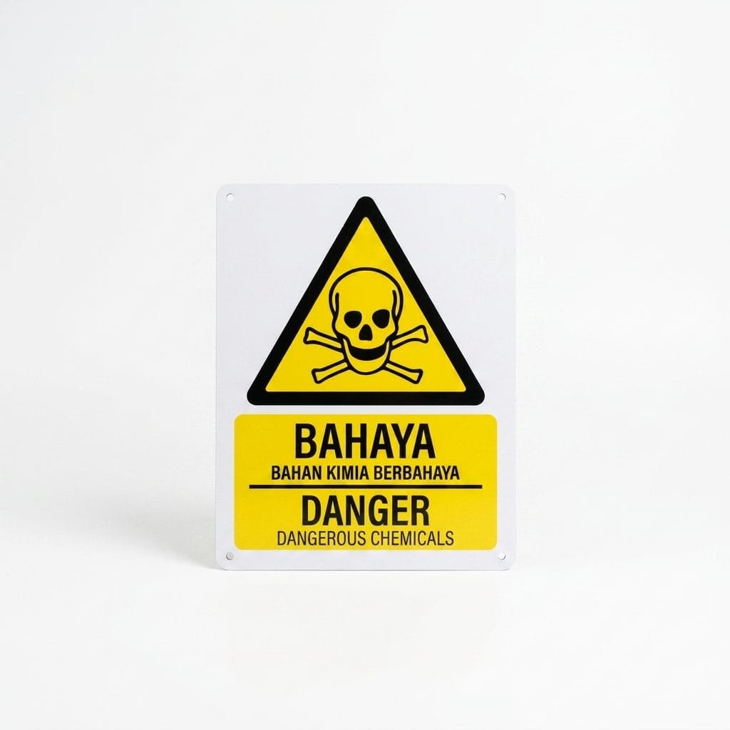 Dangerous Chemicals Warning Sign (Bahaya Bahan Kimia Berbahaya) | Danger Toxic Hazard Signage — 1.5mm PVC HIPS