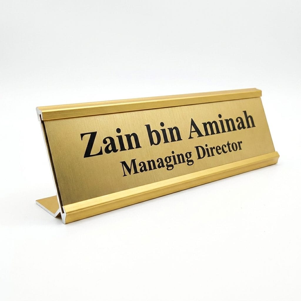 Metallic Acrylic Desk Name Plate (Aluminium Frame)