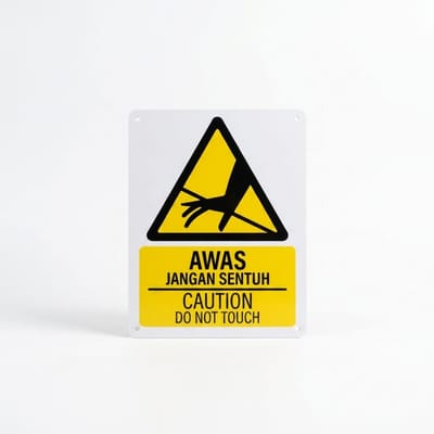 Do Not Touch Warning Sign (Awas Jangan Sentuh) | Caution Hand Hazard Signage — 1.5mm PVC HIPS