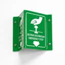 Emergency Stop Button Projecting Sign | L-Shape / V-Shape Acrylic Safe Condition Signage view 1