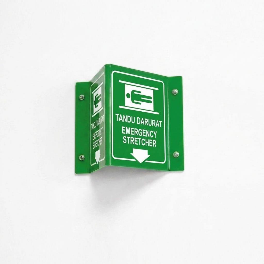 Emergency Stretcher (Tandu Darurat) Projecting Sign | L-Shape / V-Shape Acrylic Safe Condition Signage
