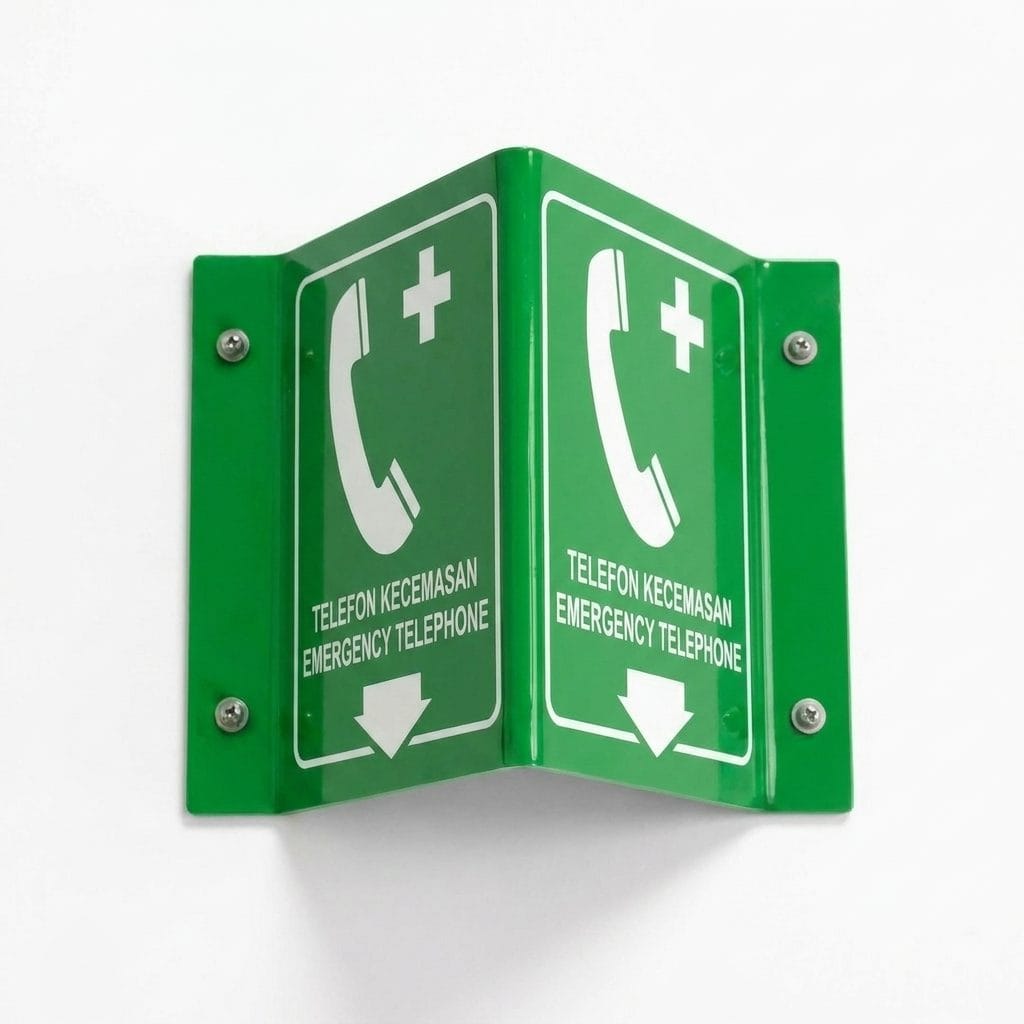 Emergency Telephone Projecting Sign | L-Shape / V-Shape Acrylic Safe Condition Signage