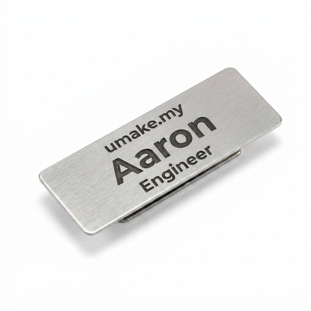 Engraved Stainless Steel Nametag — studio cover