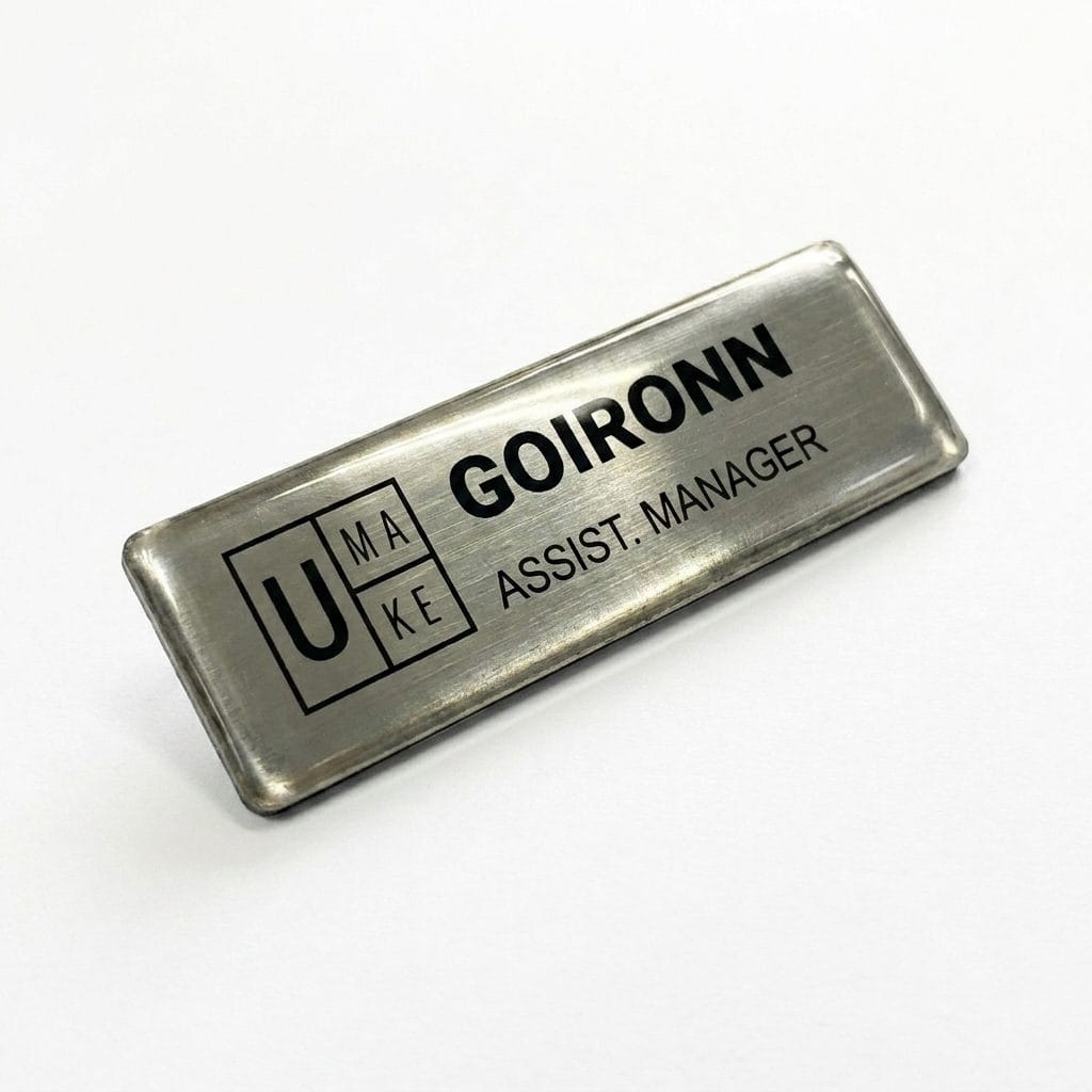 Epoxy coated Stainless Steel Nametag — studio cover