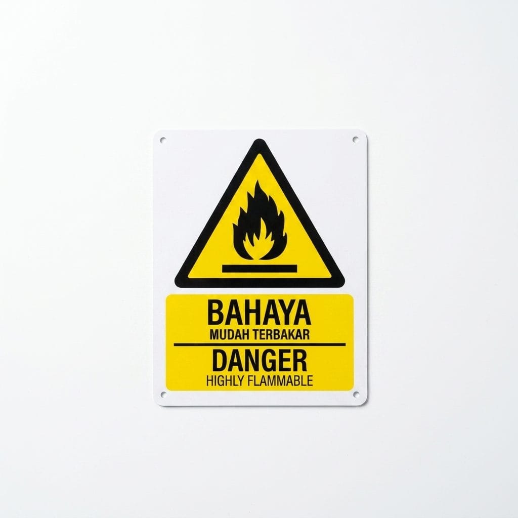 Highly Flammable Warning Sign (Bahaya Mudah Terbakar) | Danger Fire Hazard Signage — 1.5mm PVC HIPS
