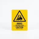 Forklift Truck Warning Sign (Awas Trak Angkat Susun) | Caution Forklift Traffic Signage — 1.5mm PVC HIPS view 1