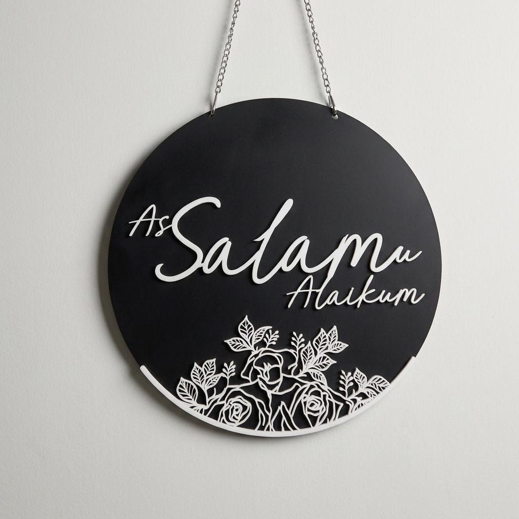 Assalamualaikum Round Hanging Door Sign