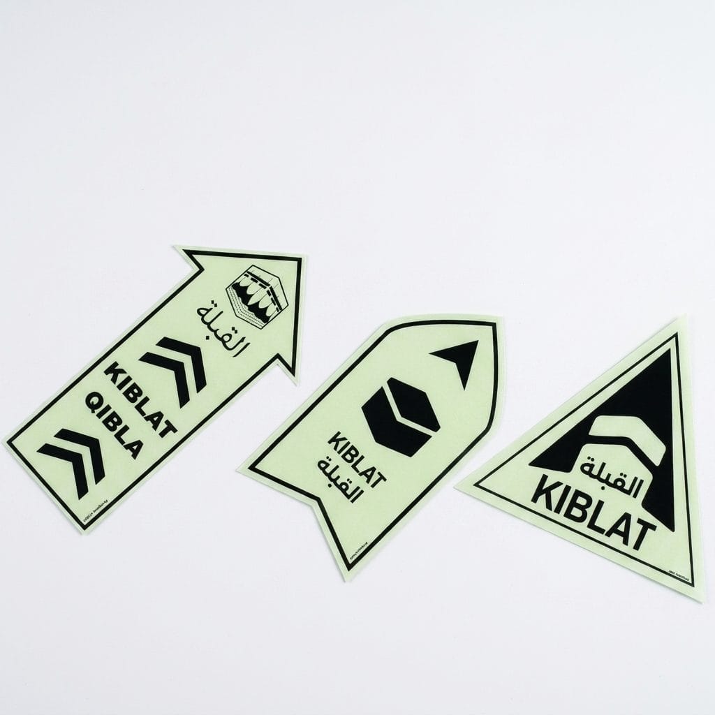 Glow-in-the-Dark Qibla Direction Sticker | Penanda Arah Kiblat Solat (6 Designs)