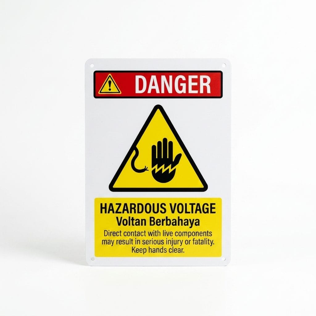 Danger Hazardous Voltage Sign (Voltan Berbahaya) | Live Components Electrical Warning Signage — 1.5mm PVC HIPS