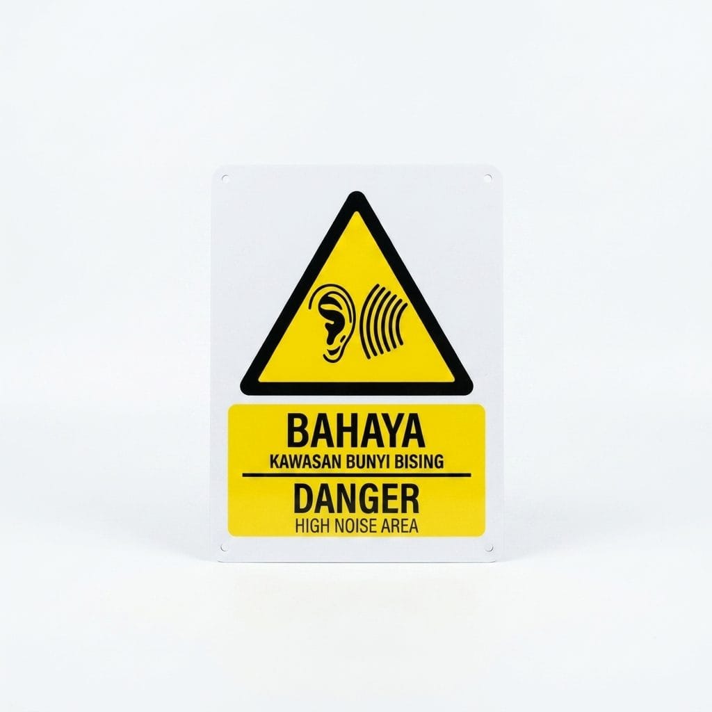 High Noise Area Warning Sign (Bahaya Kawasan Bunyi Bising) | Danger Hazard Signage — 1.5mm PVC HIPS