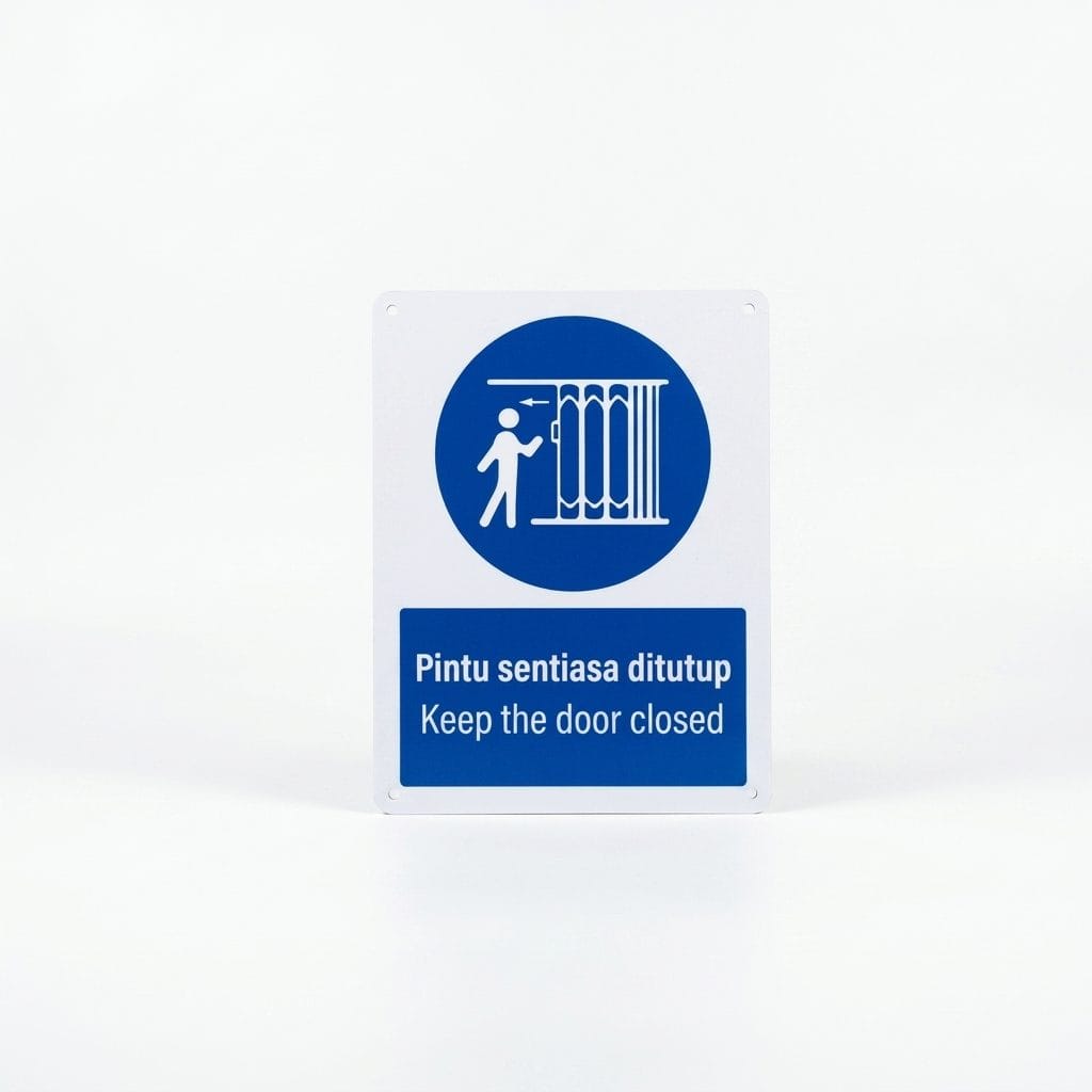 Keep Door Closed Mandatory Sign (Pintu Sentiasa Ditutup) | Safety Signage — 1.5mm PVC HIPS