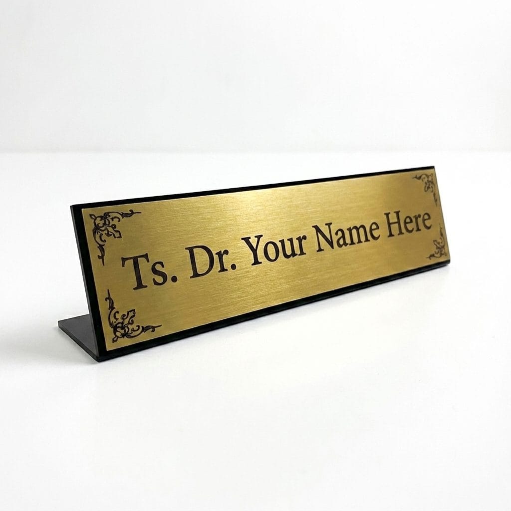 L-Shape Desk Name Plate (Metallic Acrylic)