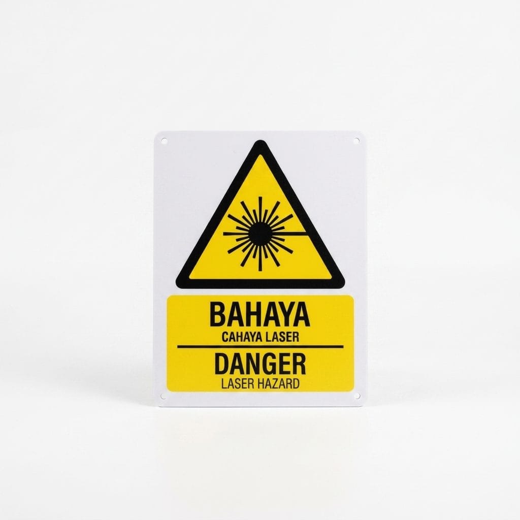 Laser Hazard Warning Sign (Bahaya Cahaya Laser) | Danger Laser Beam Signage — 1.5mm PVC HIPS