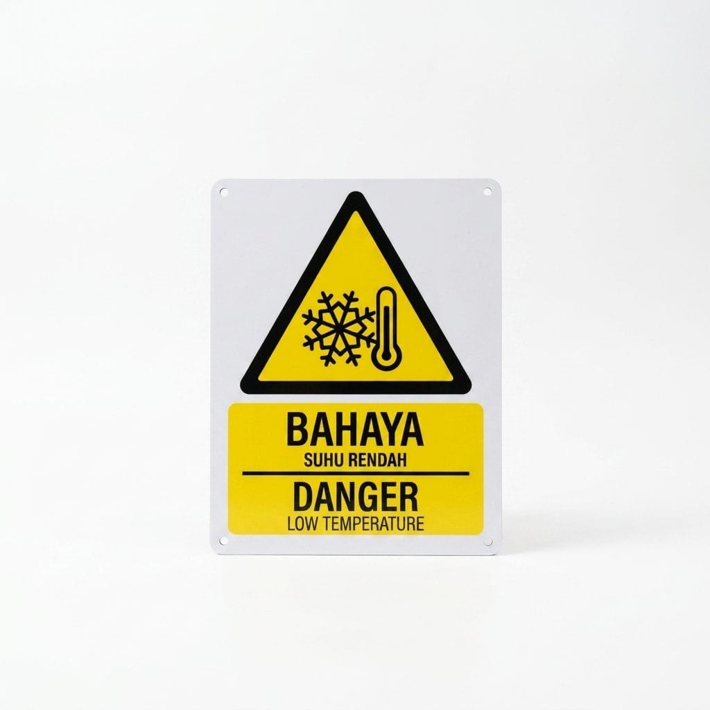 Low Temperature Warning Sign (Bahaya Suhu Rendah) | Danger Freezing Cold Signage — 1.5mm PVC HIPS