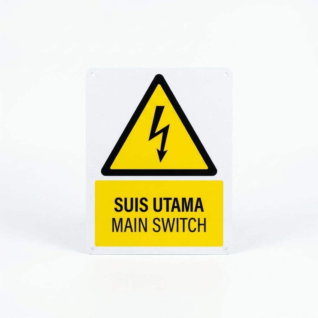 Main Switch Sign (Suis Utama) | Electrical Isolator Location Warning Signage — 1.5mm PVC HIPS