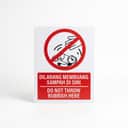 No Littering Sign (Dilarang Membuang Sampah Di Sini) | Prohibition Signage — 1.5mm PVC HIPS view 1