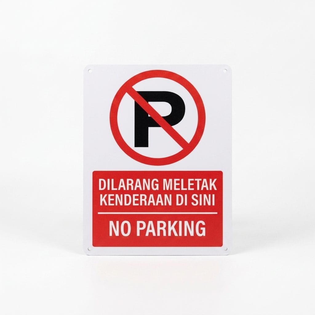 No Parking Sign (Dilarang Meletak Kenderaan Di Sini) | Prohibition Signage — 1.5mm PVC HIPS