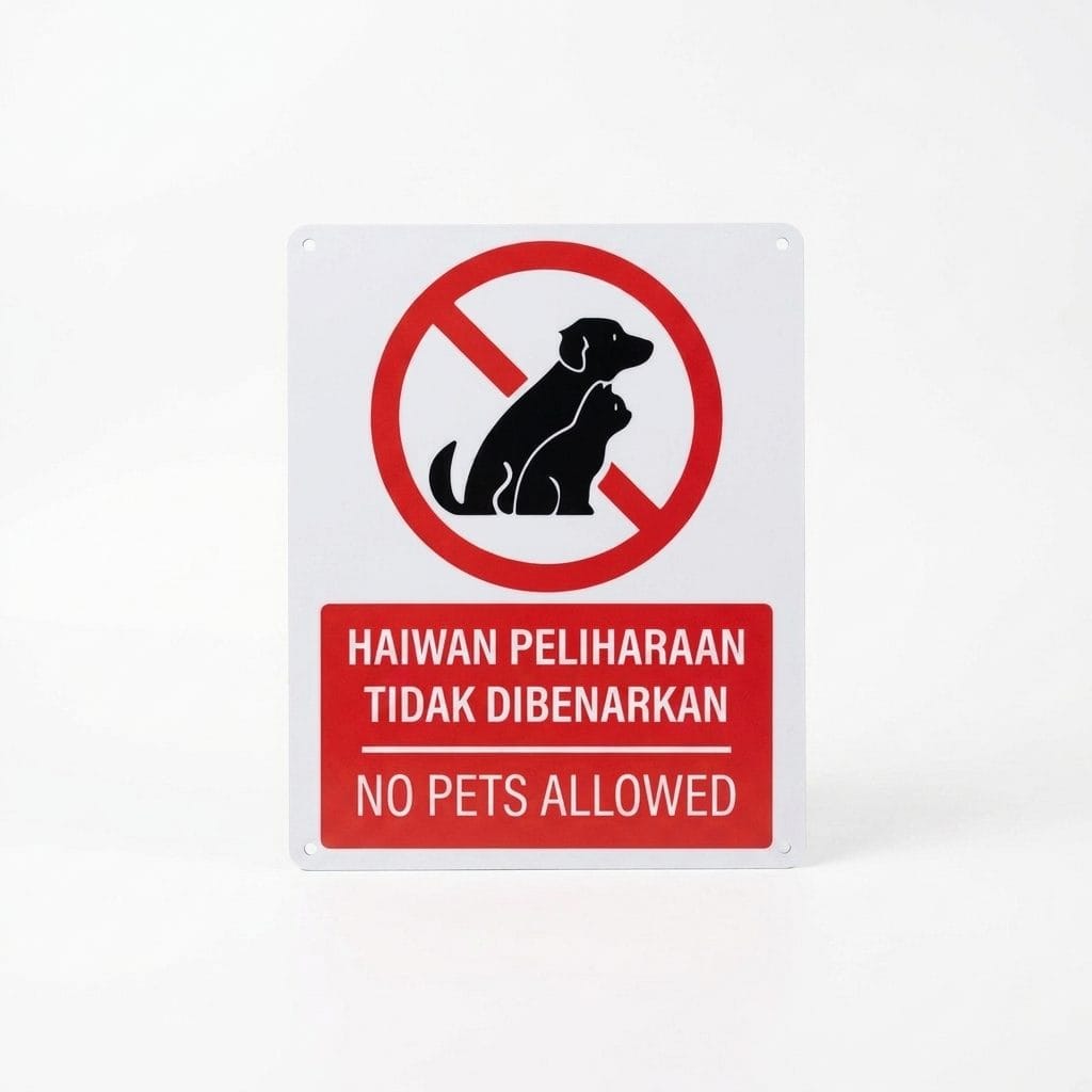 No Pets Allowed Sign (Haiwan Peliharaan Tidak Dibenarkan) | Prohibition Signage — 1.5mm PVC HIPS