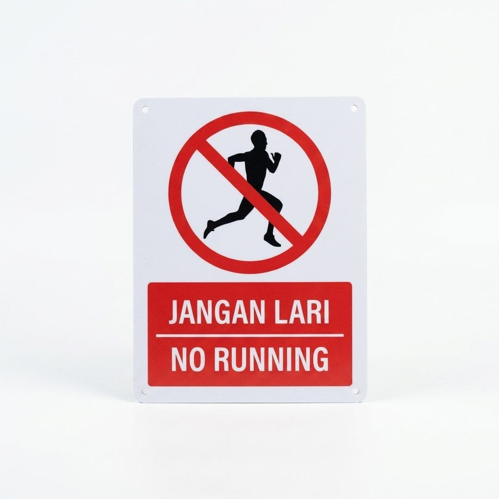No Running Sign (Jangan Lari) | Prohibition Safety Signage — 1.5mm PVC HIPS