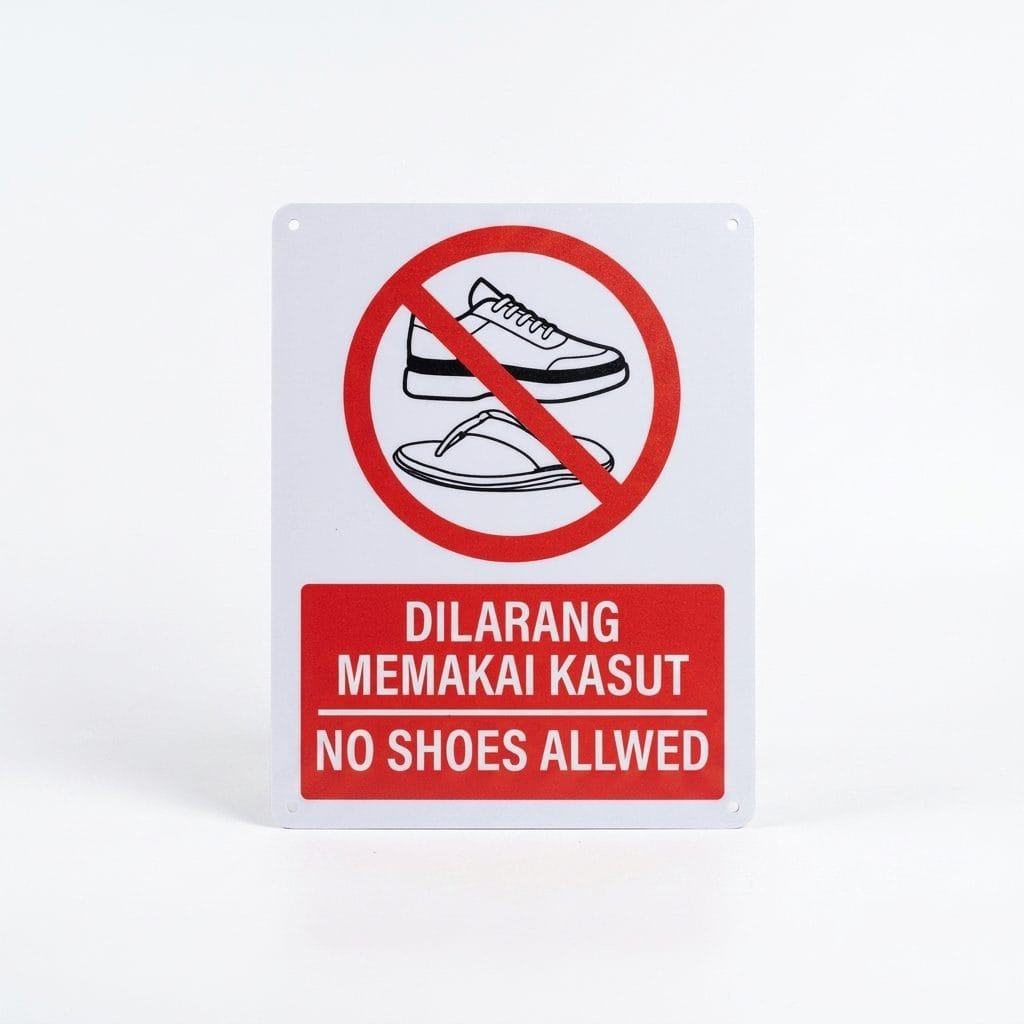 No Shoes Allowed Sign (Dilarang Memakai Kasut) | Prohibition Signage — 1.5mm PVC HIPS