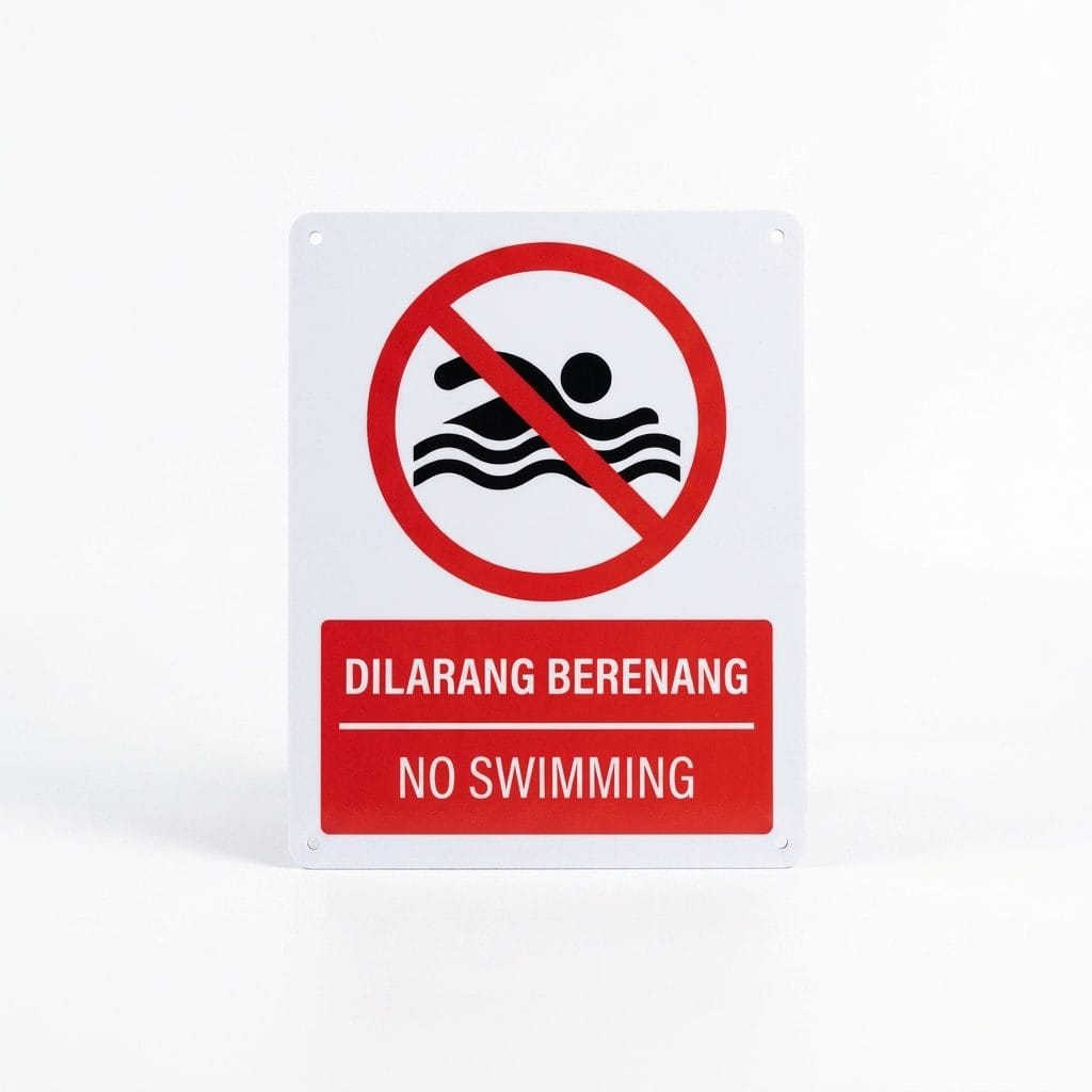 No Swimming Sign (Dilarang Berenang) | Prohibition Signage — 1.5mm PVC HIPS