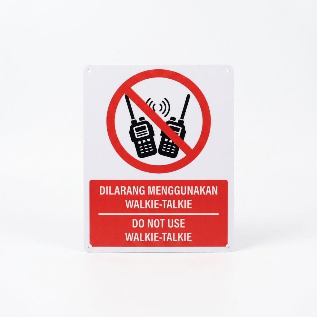 No Walkie-Talkie Sign (Dilarang Menggunakan Walkie-Talkie) | Prohibition Signage — 1.5mm PVC HIPS
