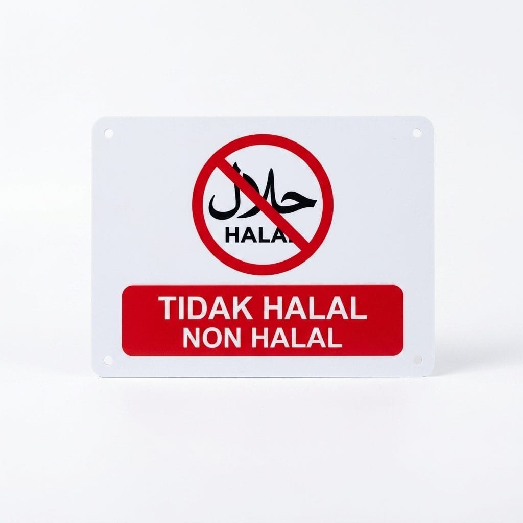 Non-Halal Sign (Tidak Halal) Food Notice | Prohibition Signage — 1.5mm PVC HIPS